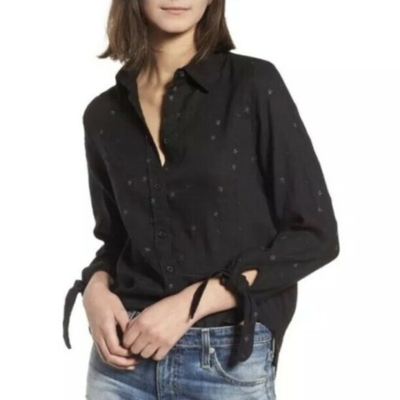 Rails Tops - NWT Rails Robyn Black Stars Linen Blend Shirt